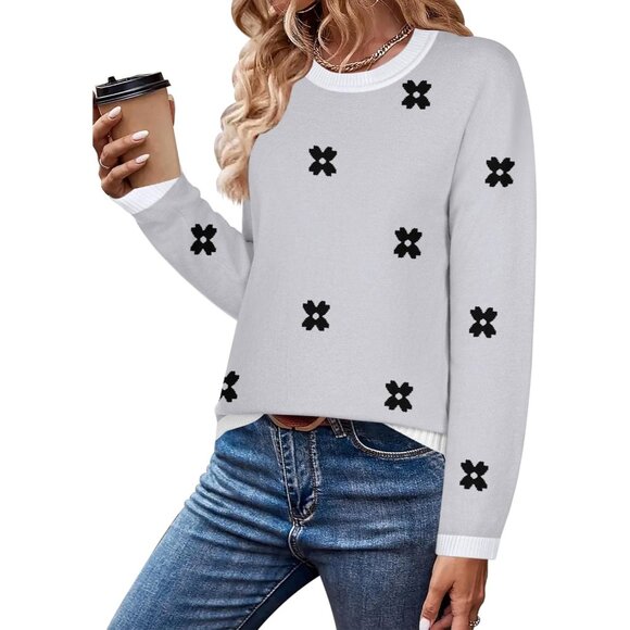 Women’s Knit Sweater Long Sleeve Fall Casual Office Wear Black Small - Picture 3 of 5